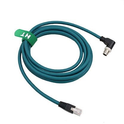 Ethernet Cable for PLC Router Network Cognex Basler Baumer Sick Keyence Datalogic Microscan Vision Camera Sensor Reader, M12 8 Pin X-Code Right Angle 90-Degree to RJ45 (20m) - size: 25 meter