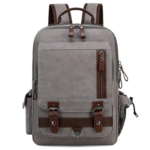 Lanola Water-resistant Canvas Backpack with Anti-Theft Pocket, Daypacks Fits 15.6 Inch Laptop for Men Perfect for Work, Travel, Daily Use (Grey) - color: Grey