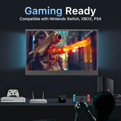 15.6 inch Portable Monitor,1080P USB-C HDMI,Portable Monitor for Laptop, HDR Plug&Play,PC,Mac,Phone,PS,Xbox,Swich,IPS Ultra-Thin Zero Frame, Metal Case