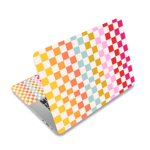 12.1-15.6 Inch Laptop Skin Decal, Universal Reusable Vinyl Laptop Cover Sticker, Waterproof Art Decal Protector in Colorful Checkered - color: Colorful Checkered