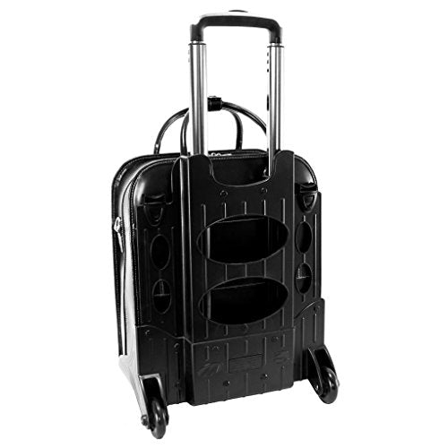 McKlein LA GRANGE, 15" Leather Detachable -Wheeled Ladies' Laptop/Computer & Tablet Business Briefcase Bag/Women's Rolling Overnight Travel Bag, Removable trolley case - color: Black, size: 14.4"x8.75"x18.5"