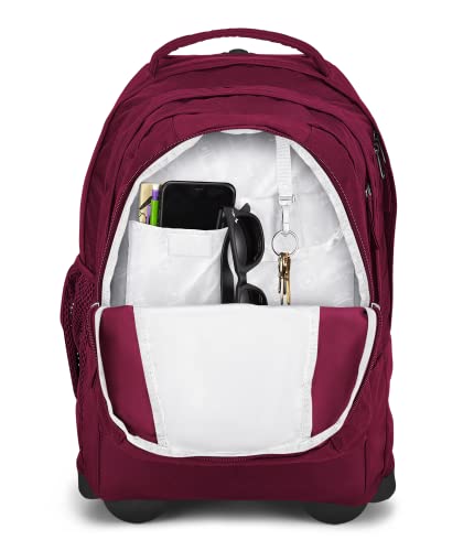 JanSport Driver 8 Rolling Backpack - Wheeled Travel Bag with 15-Inch Laptop Sleeve, One Size, Russet Red - color: Russet Red