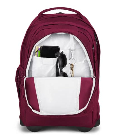 JanSport Driver 8 Rolling Backpack - Wheeled Travel Bag with 15-Inch Laptop Sleeve, One Size, Russet Red - color: Russet Red