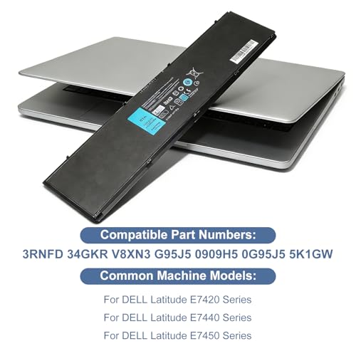 LQM E7440 Laptop Battery Replacement for Dell Latitude 14 7000 | E7450 E7440 E7420 Series PFXCR 34GKR F38HT G95J5 0G95J5 3RNFD G0G2M T19VW V8XN3 909H5 0909H5 5K1GW 451-BBFT 451-BBFV Battery - color: E7440