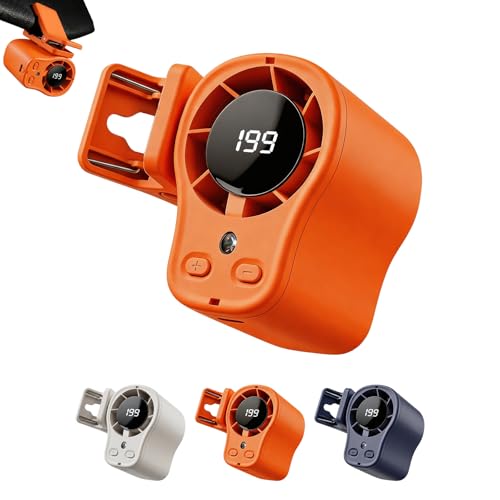 Car Clip on Air Conditioner Fan with LED Display, 360 Rotation, 199 Speeds & Semi-Cooling Technology, USB Rechargeable Personal Fan, Hands-Free Clip on Fan for Cars, Camping (Orange) - color: Orange