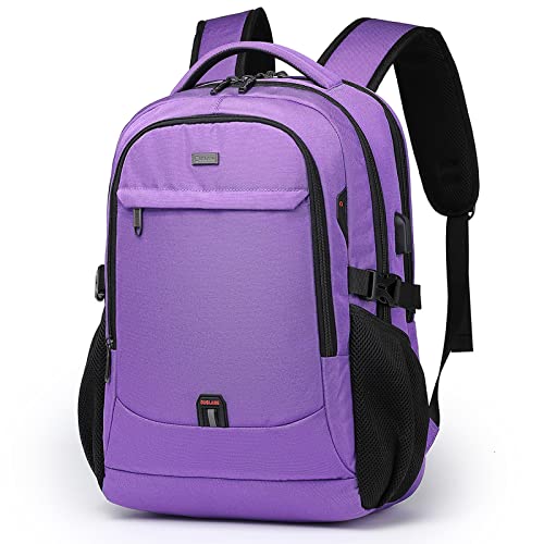 17 Inch Laptop Backpack for Travel Water Resistant College Backpack for Women Laptop Bag with USB Charging Port Work Backpack,Purple - color: Purple