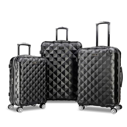 Kenneth Cole REACTION Diamond Tower Collection Lightweight Hardside Expandable 8-Wheel Spinner Travel Luggage, Black, 3-Piece Set (20", 24", & 28") - color: Black, size: 3-Piece Set (20", 24", & 28")