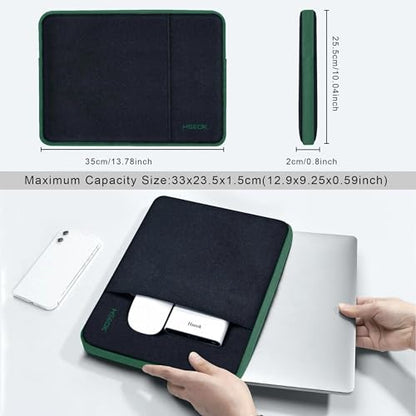 Hseok Laptop Case 13.3 14 inch Sleeve, Rainproof & Shockproof Carrying Case Compatible with MacBook Pro/Neo 14 M5/M4/M3/M2/M1,13.3 MacBook Air/Pro,XPS 14 and Most 13"-14" Notebook Tablet,Bk-Green - color: Black-green