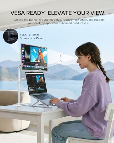 UPERFECT Portable Monitor 15.6", 125% sRGB 1080P Laptop Monitor (White) | Ultra-Slim Display, USB-C & MINI HDMI, 350 Nits, VESA & Case, Travel Small Second Screen for Computer, Mini PC, Game Consoles - size: 15.6 Inches