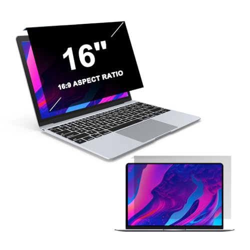 2 Pack Hanging Privacy Screen for Laptop 16 inch, Blocking Blue Light Glare Anti-Scratch Anti Spy Security Laptop Privacy Screen Shield, 16 in 16:9 Aspect Ratio (14.09 inch X 9.25 inch)