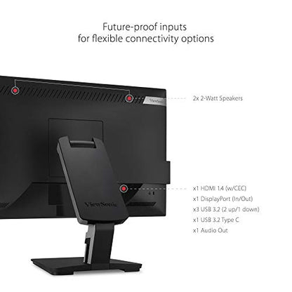 ViewSonic TD2455 24 Inch 1080p Touch Screen Monitor, 10-Point Multi-Touch IPS for Collaborative Offices, USB-C with Daisy Chain, Advanced Ergonomics, HDMI, DisplayPort Out - style: 24-Inch USB-C
