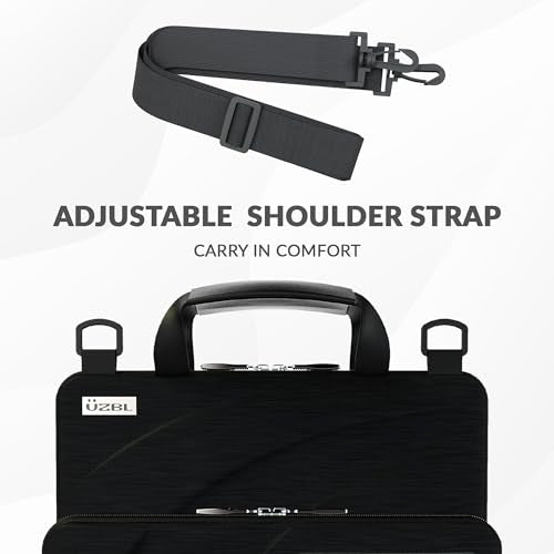 11-11.6 Inch Always-on Chromebook Protective Hard Case with Accessory Pouch and Adjustable Shoulder Strap - color: Black Fabric