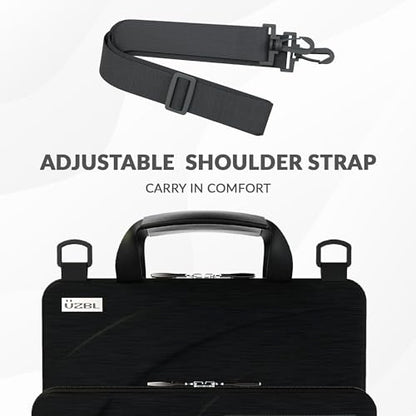 11-11.6 Inch Always-on Chromebook Protective Hard Case with Accessory Pouch and Adjustable Shoulder Strap - color: Black Fabric