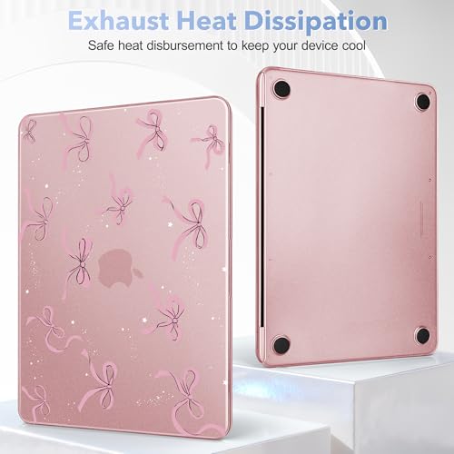 May Chen for MacBook Neo Case 13 inch 2026 | 100% Match Official Color | Pattern Printing, Anti-Crack & Scratch & Fingerprint | Protective Hard Shell Cases Laptop Model A3404 - Pink Bow - color: Pink bow