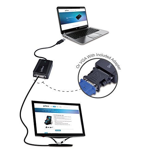 gofanco USB 3.0 to DVI Adapter for Multiple Monitors (USB3DVI) | Windows & macOS, Includes DVI-to-VGA Adapter - style: USB 3.0 to DVI / VGA