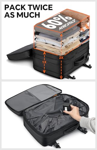 70L Travel Backpack with Vacuum Compression System | 70L Vacuum Backpack, 2 Detachable TPU Bags, TSA Lock, Fits 16" Laptop, Water-Resistant Travel & Business