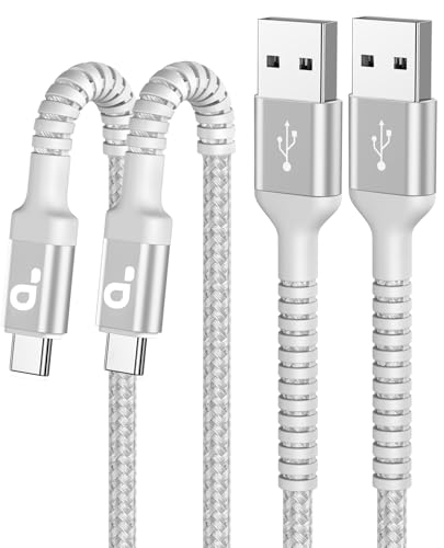 USB A to USB C Cable Fast Charging [2 Pack, 6FT] USB to USB C Charger Cable | Upgraded Extra Durable Braided USBC Cable Compatible with iPhone 17 16 15 Pro Max, Samsung Galaxy S26 and More -Silver - color: Silver, size: 6FT, style: USB A to USB C