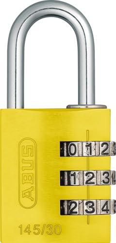 ABUS 145/30 Non-TSA Combination Lock for Hard Cases, Luggage, Resettable | Yellow - color: Yellow, size: 30 mm
