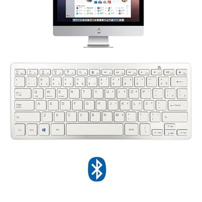 Wireless Portuguese Keyboard, Brazilian Keypad Language Portuguese-Brazil Ultra Thin Lightweight Silent Bluetooth Keyboards for Laptop/PC/Tablet/Desktop/Smart TV (Portuguese) - style: Portuguese