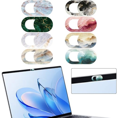 8Pcs 8 Styles Laptop Camera Cover Slide Marble Privacy Guard Accessories, 0.04 Inch Ultra Thin Webcam Cover Protector Blocker for Desktop Computer Tablet Notebook Mini PC Home Office Use - color: Marble