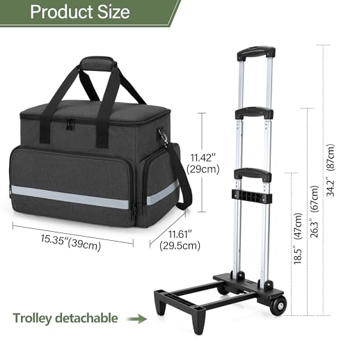 Rolling Teacher Tote Bag with Wheels for Teaching, Office, Black | Work Bag for Women, Teacher Uility Tote Bag, Large Capacity - color: Black