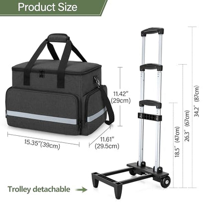 Rolling Teacher Tote Bag with Wheels for Teaching, Office, Black | Work Bag for Women, Teacher Uility Tote Bag, Large Capacity - color: Black