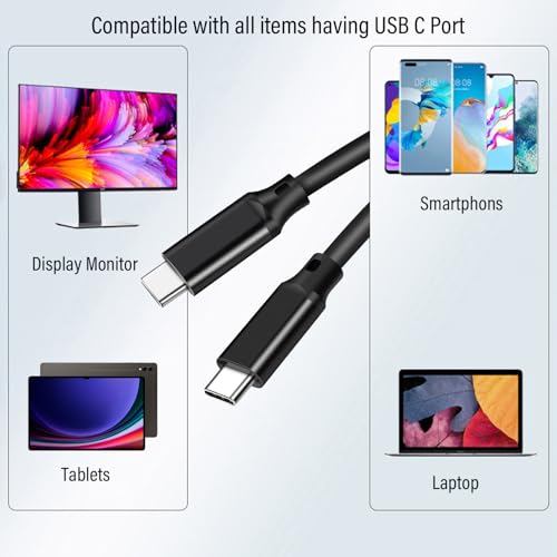 Pocxwa USB-C to USB-C 3.2 Gen 2x2 Video Cable, 240W USBC Charger Cord 6.6Ft | 4K@144HZ, 20Gbps Data Sync, Compatible with MacBook Pro, Dell, LG, ARZOPA, KYY Portable Monitor, Smartphone Tablets & Laptop - size: 6.6Ft
