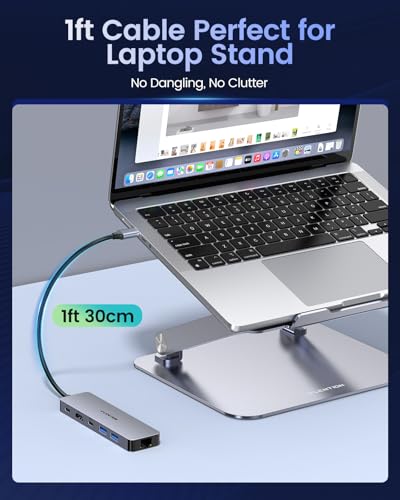 LENTION 6 in 1 USB C Hub, Ethernet, 4K@60Hz HDMI, 100W PD, USB 3.0 Adapter | Stable Driver Dock for Students & Office Staff, Fits MacBook Pro/Air, Surface, Chromebook for School, Office & Travel (C26b)