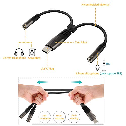 LecLooc USB C Microphone Adapter, USB C to 3.5mm Combo 3.5mm Hi Fi Audio & Mic Jack Splitter Compatible with iPhone 16 15 Pro Max/15 Pro/15 Plus,iPad Pro/Air, MacBook, Pixel 9 8 7, Galaxy S24 23 S22