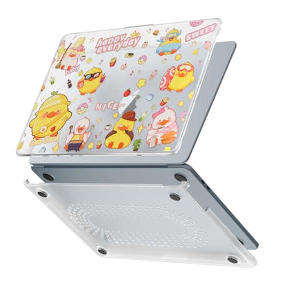 Batianda Premium Clear TPU Case for New MacBook Air 13.6" M5/M4/M3/M2 with Fun Pattern, Ultra-Slim Lightweight Protective Shell with Anti-Yellowing, Scratch Resistance & TPU Keyboard Cover, Cute Duck - color: Cute Duck