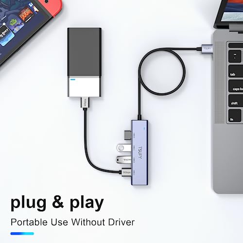 USB 3.0 HUB, TSUPY USB Splitter with 5 USB Ports and 4ft Extended Cable,Ultra-Slim Aluminium Data Hub Multi USB 3.0 Adapter HUB Compatible for Laptop,MacBook,PC, Printer, Mobile HDD and More - size: 5Gbps 5 USB 3.0 Ports Aluminium