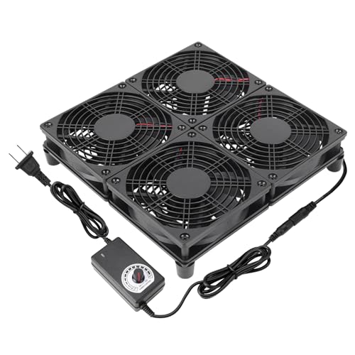 Router Laptop Cooling pad 4X 120mm Computer Fan with AC Plug Variable Speed Fan for DIY Electronics TV Box Cabinet Computer Game Equipment Cooing
