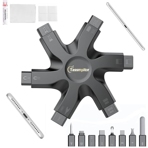 iPhone Cleaning Kit for Charging Port Cleaner,Lightning Charger Connector | Speaker Cable,AirPod Pro Cell Phone，Cleaning Putty，Repair Restore Tool,Thin Cleaning Brushes,Microfiber Cloths,Port Pick - color: Shadow Black