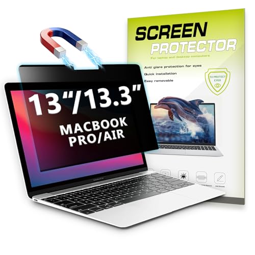 Attach & Go Removable Privacy Screen for MacBook Pro 13 inch (M1/M2 2016-2022)/ MacBook Air 13 inch (M1 2018-2021), Detachable Anti-Spy Laptop Privacy Filter Shield, Anti Blue Light Anti Glare Screen Protector - color: MacBook 13/13.3 inch(2016-2022)