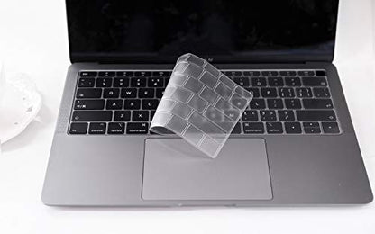 CaseBuy Premium Ultra Thin Keyboard Cover for 2019 2018 Release MacBook Air 13 Inch A1932 with Touch ID Soft-Touch TPU Keyboard Protective Skin - color: Clear, size: MacBook Air 13"(2019-2018)