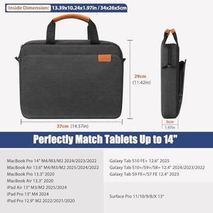 MoKo 13-14 Inch Laptop Sleeve Bag, Protective Handle Shoulder Bag Fits New 13-inch Mac Air M5/Mac Neo A18 Pro, 14-inch MacPro M5/M4/M3/M2/M1, 13-inch Mac Air M4/M3/M2/M1, Black & Gray - color: Black & Gray, size: 13-14 Inch