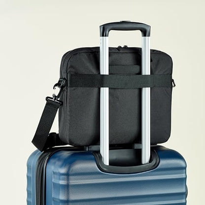 Amazon Basics Laptop Tablet Carrying Case with Shoulder Strap and Grab Handles, 14-inch, Black, Compartments for Storage (Pack of 8) - size: 14 Inch (Pack of 8), style: 1-pack