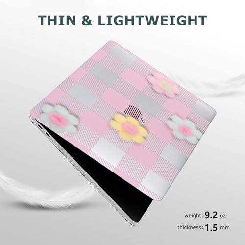 DTangLsm for MacBook Pro 13 inch Case 2025 2024-2016 M2 M1 A2338 A2289 A2251 A2159 A1989 A1706 A1708, Gingham Plush Plastic Hard Shell Cover for MacBook Pro 13.3 + Keyboard Cover, Pink Checkerboard - color: #2 Pink Checkerboard