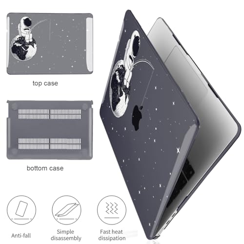 for 2022 2023 2024 2025 2026 MacBook Air 13 inch Case M5 A3449 M4 A3240 M3 A3113 M2 A2681 Cover, Glitter Black Printed Pattern Plastic Hard Shell Case for Mac Air 13 M5 2026, Astronaut Earth - color: Astronaut Earth