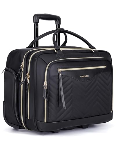 LIGHT FLIGHT Rolling Laptop Bag Rolling Briefcase for Women Computer Bag with Wheels Case for Carry on Travel Work Business