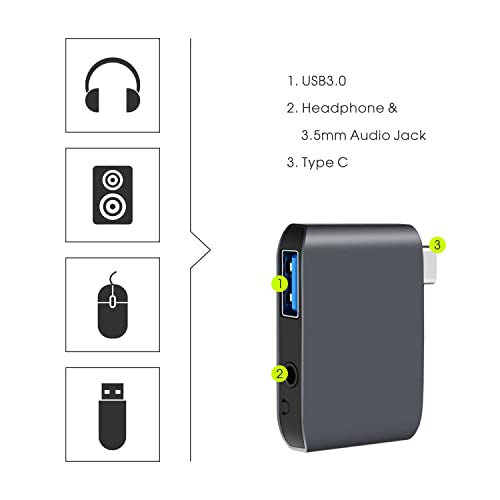 DriverGenius USB C External Stereo Sound Card - USB Type C to 3.5mm TRRS Audio Interface Adapter w/USB 3.0 Port, for PC/Laptop (U3AU001)