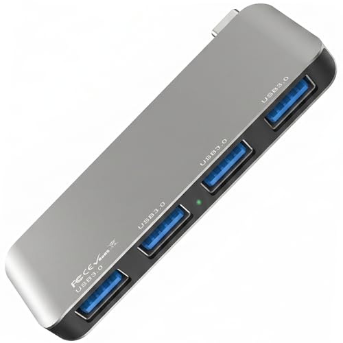 4-in-1 USB C Hub for Laptops, Portable Data Hub,4 USB 3.0 Ports with 5Gbps, | Cableless USB C Splitter, Overload Protection,One-handed operation, friction-free design and easy to carry,Save space