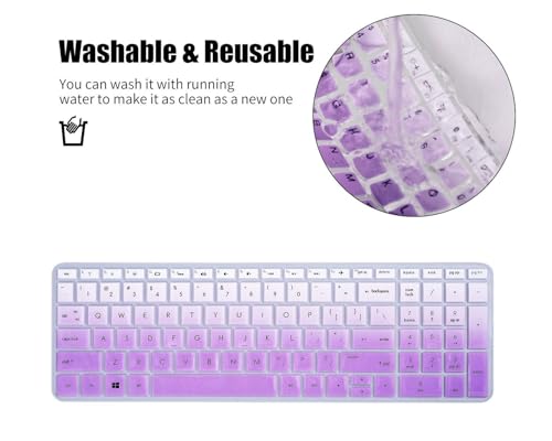 Keyboard Cover Skin Compatible 15.6 inch HP Pavilion x360 15-BR075NR / HP Pavilion 15-BS 15-BW 15-CC 15-CB 15-CD/HP Envy x360 15M-BP 15M-BQ,17.3 HP Envy 17M 17-BS Keyboard Covers (Omber Pink Purple) - color: Omber Pink Purple