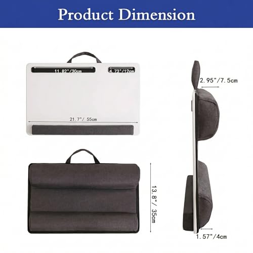 Lap Desk Home Office Lap Desk Portable Laptop Desk for Left Right - Handers with Whole Mouse Pad Wrist Pad Dual Cushion Phone Tablet Slots Fits Up to 17 Inch Laptops - color: White