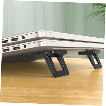 2pcs Mini Foldable Laptop Stand Holder Portable Desktop Heightening Bracket for Travel Work Home, Universal Mini Notebook Support in Black