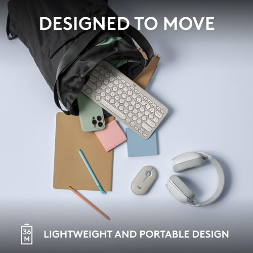 Logitech Pebble Keys 2 K380s Keyboard, Bluetooth, Wireless - Tonal White | Multi-device connectivity, customizable shortcuts, slim and portable, easy-switch for macOS, iPadOS, Android, Chrome OS - color: White