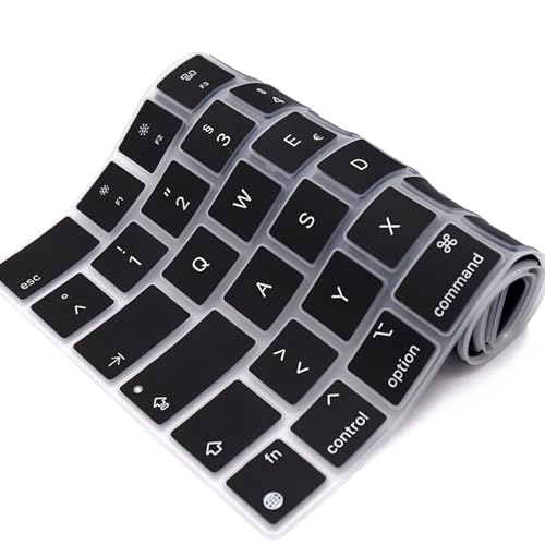 HRH Keyboard Cover Skin EU for MacBook Air 13”15"(M5-M2)&Pro 14”16"(M5-M1) | German,Black,2026-2021,A3426 A3427 A3434 A2992,Neo 13" A18, Precise Fit, Dust Proof, Waterproof, Durable,Keyboard Accessories - color: German