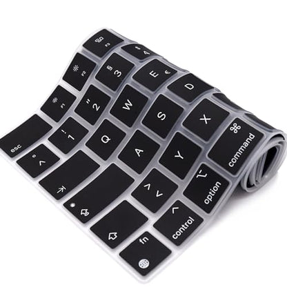 HRH Keyboard Cover Skin EU for MacBook Air 13”15"(M5-M2)&Pro 14”16"(M5-M1) | German,Black,2026-2021,A3426 A3427 A3434 A2992,Neo 13" A18, Precise Fit, Dust Proof, Waterproof, Durable,Keyboard Accessories - color: German