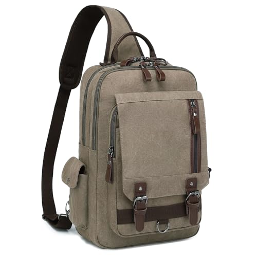 mygreen Canvas Cross Body Messenger Bag Shoulder Sling Backpack Travel Rucksack - color: Khaki Green-xl, size: X-Large