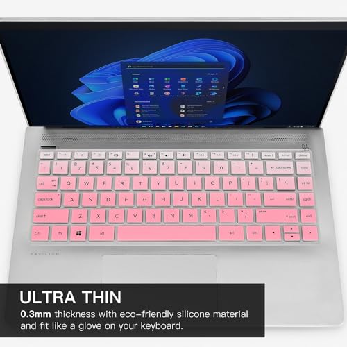 Keyboard Cover for HP 14 Laptop & HP Pavilion x360 14 14-dq 14-fq 14-dk 14m-dh 14-dh 14-ce 14-cf 14-dq0040nr 14-dq0762dx 14-dq0761dx 14-dq0052dx 14-dq5009nr dq0050nr 14-dq0011dx 14t-dq300 -GPink - color: Gradual Pink